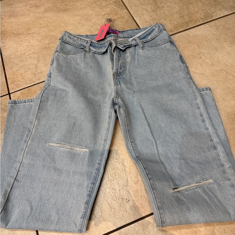 Edikted Light Blue Straight Leg Jeans